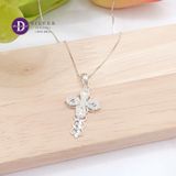  Cross Lucky Flower Silver 925 Pendant - Mặt Dây Chuyền Bạc 925 Kiểu Thánh Giá Kiểu Cỏ 4 Lá Đính Đá - Ddreamer - MDC554 