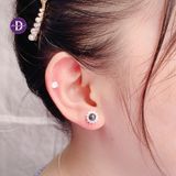  Bông Tai Ngọc Trai Nhân Tạo - Bông Tai Bạc 925  Kiểu Hột Bẹt Ổ Hoa Đính Đá 5mm - Sun Flower Pearl Earrings 2812BTH 