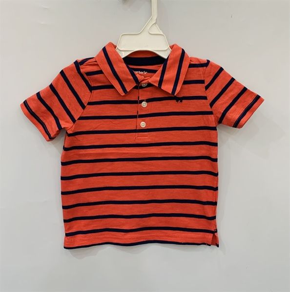 Áo thun polo C4RTER đỏ sọc đen bé trai