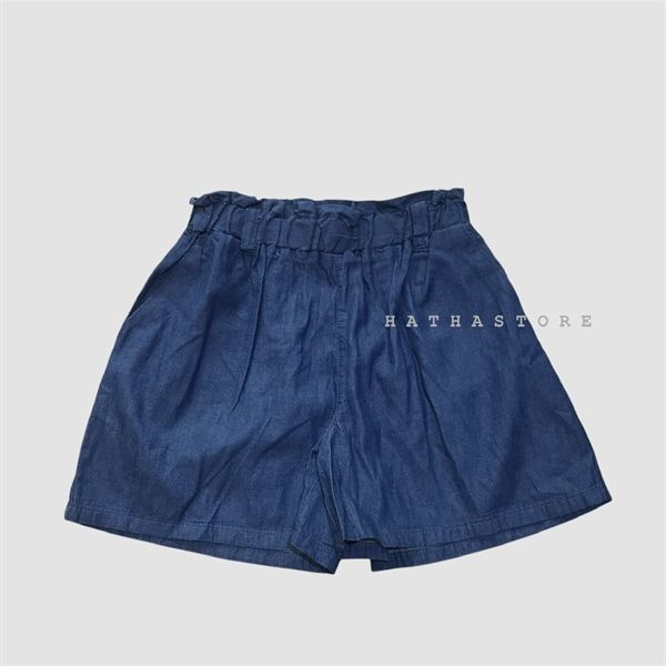 Quần short jean ống rộng xanh jean bé gái