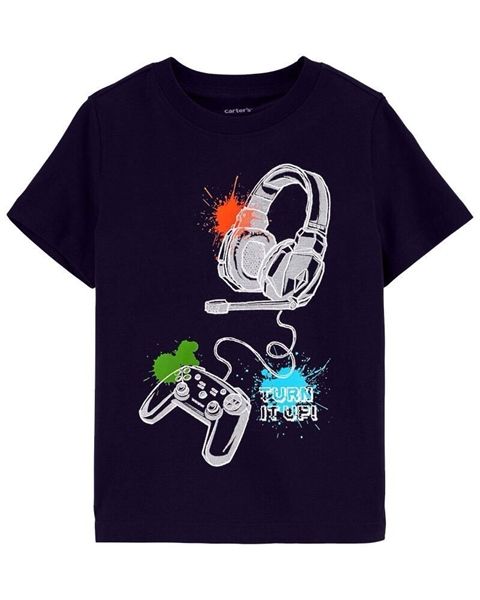 Áo thun C4RTER xanh đen game bé trai