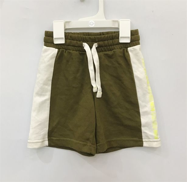 Quần short thun T3X xanh rêu viền trắng bé trai