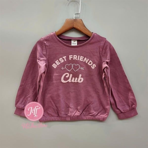Áo dài tay C4RTER đỏ mận Club bé gái