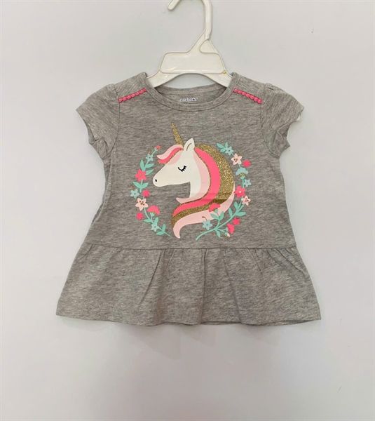 Áo thun C4RTER xám ngựa pony bé gái