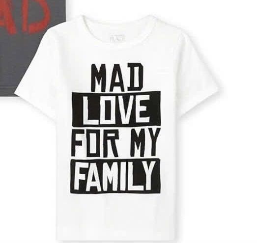 Áo thun PL4CE trắng mad love bé trai