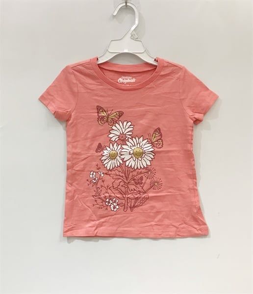 Áo thun Oshkosh cam hồng hoa bướm bé gái