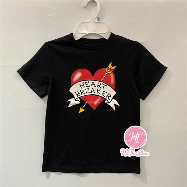 Áo thun PL4CE đen heart break bé trai