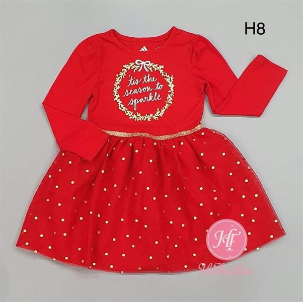 Đầm tay dài đỏ chân voan - H8
