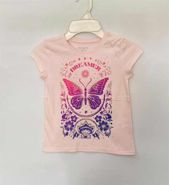 Áo thun PL4CE hồng bướm dreamer bé gái