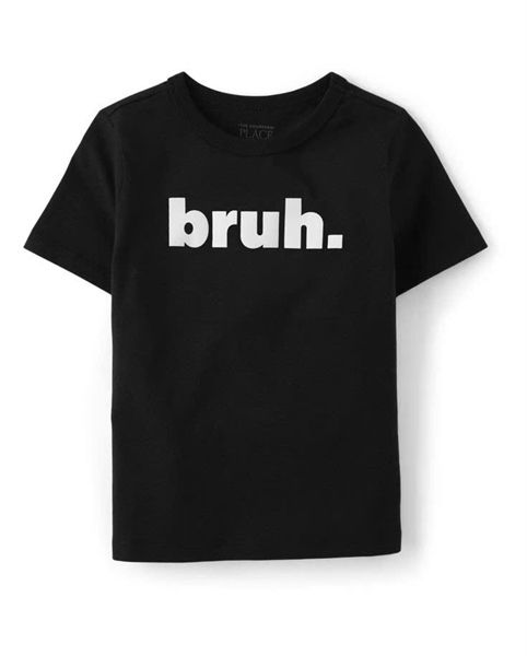 Áo thun PL4CE đen bruh bé trai