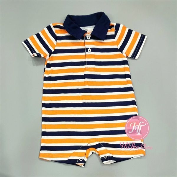 Body đùi C4RTER polo sọc cam trắng xanh đen bé trai