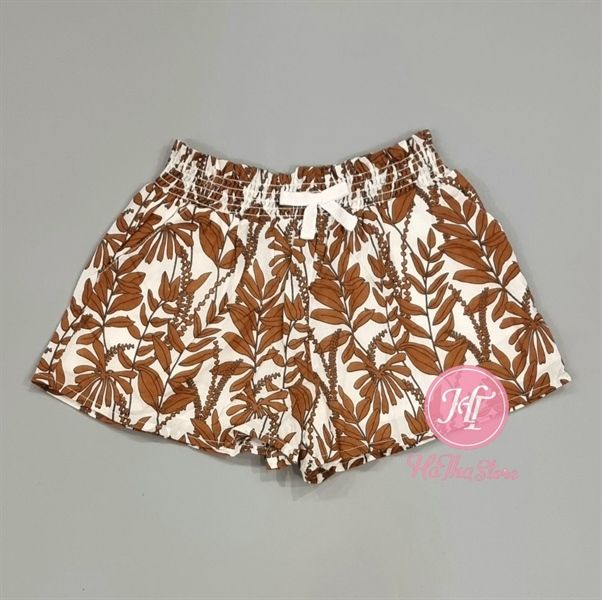 Quần short kaki J&J hoa nâu bé gái