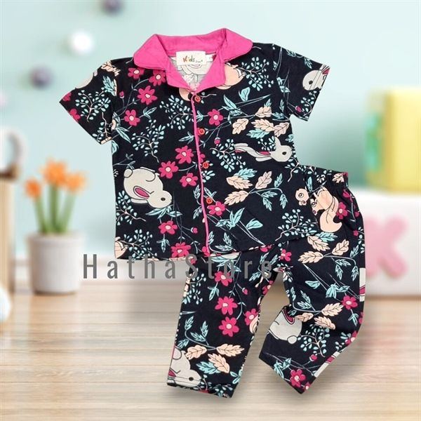 Đồ bộ ngắn xanh đen thỏ bé gái