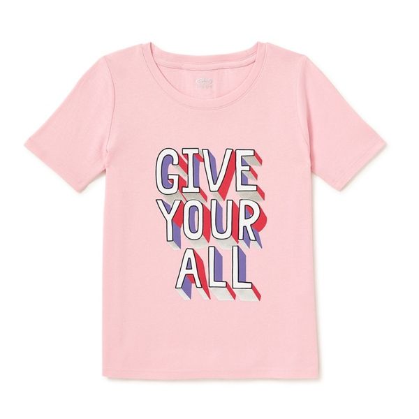 Áo thun JB hồng Give your all bé gái