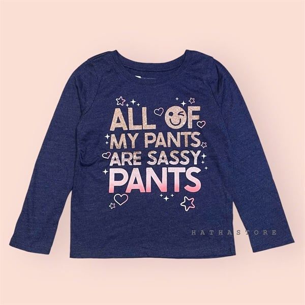 Áo tay dài PL4CE xám đen all of pant bé gái