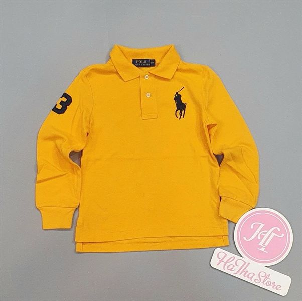 Áo thun polo tay dài vàng hình xanh