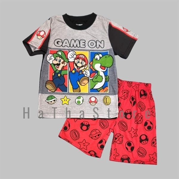 Bộ ngắn xám mario bé trai