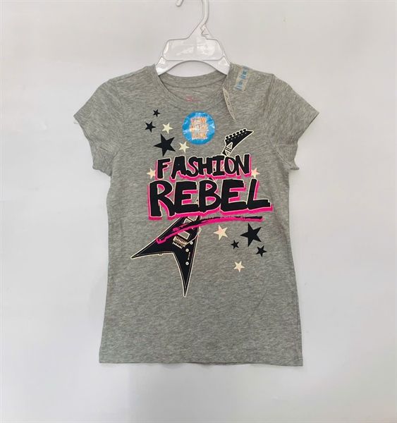 Áo thun PL4CE xám fashion rebel bé gái