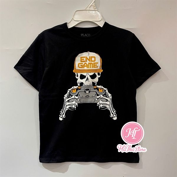 Áo thun PL4CE đen end game bé trai
