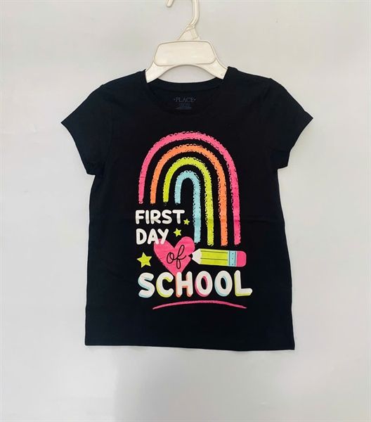 Áo thun PL4CE đen first day school bé gái