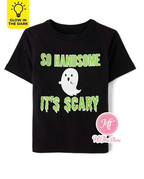 Áo thun PL4CE đen it's scary bé trai
