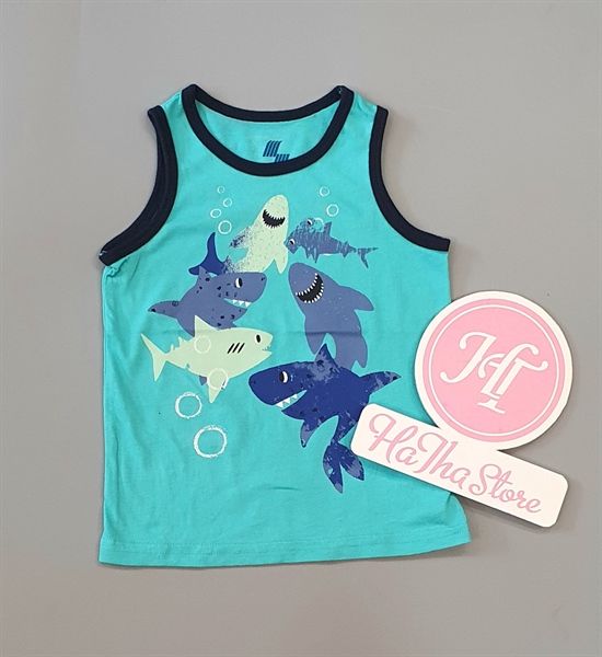Áo thun ba lỗ Place xanh shark bé trai