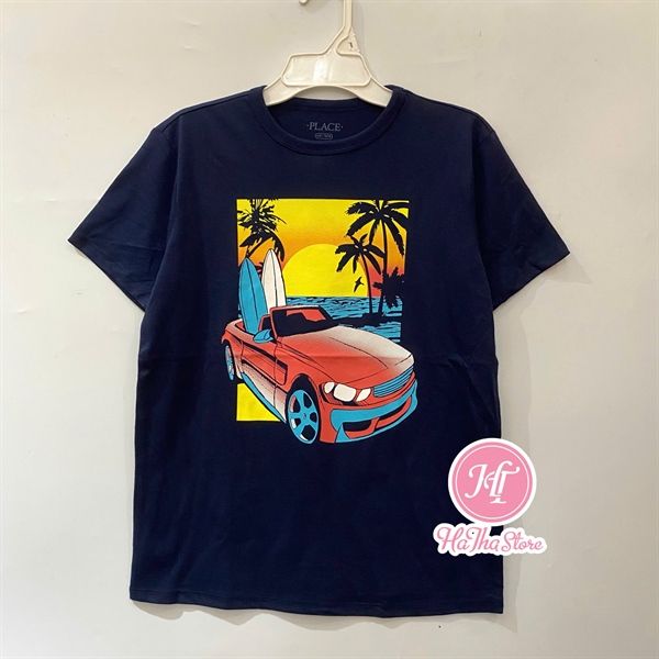 Áo thun PL4CE xanh đen xe biển bé trai