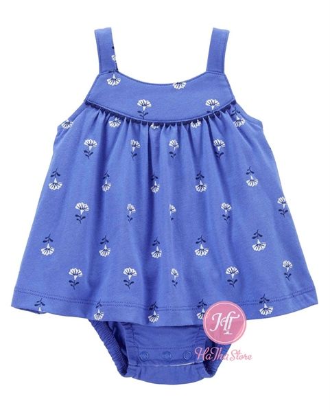 Body váy C4RTER xanh dương hoa nhỏ bé gái