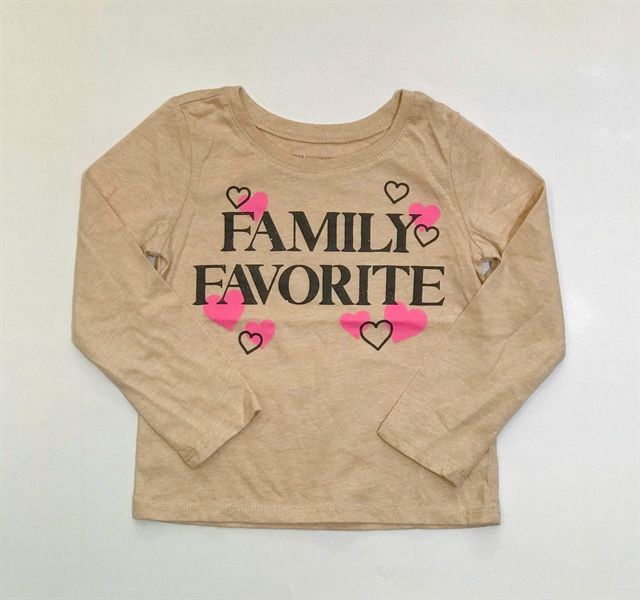 Áo tay dài PL4CE nâu be family bé gái
