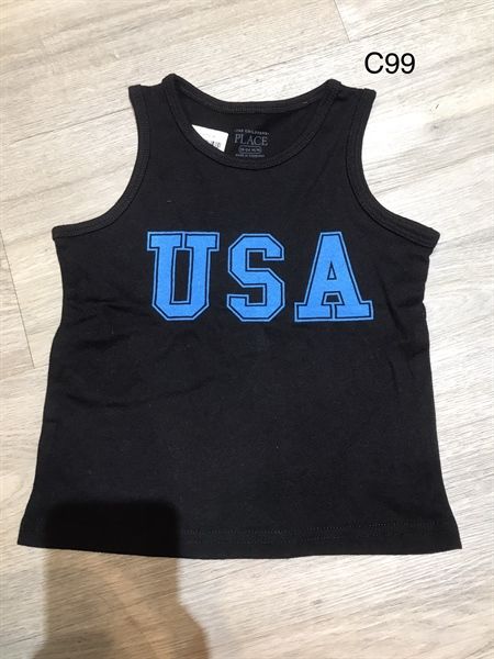 Áo ba lỗ Place đen USA - C99