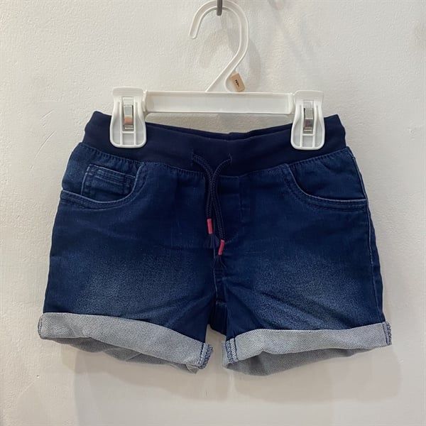 Quần short jean C&J xanh đậm lưng thun bé gái