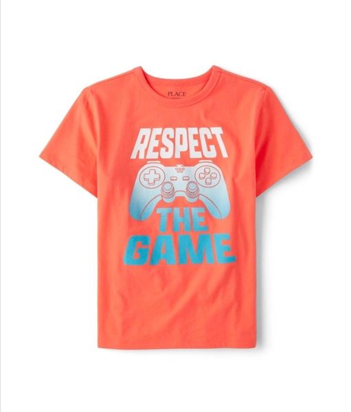 Áo thun PL4CE cam respect game bé trai