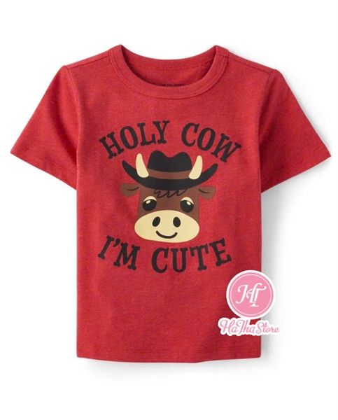 Áo thun PL4CE đỏ holly cow bé trai