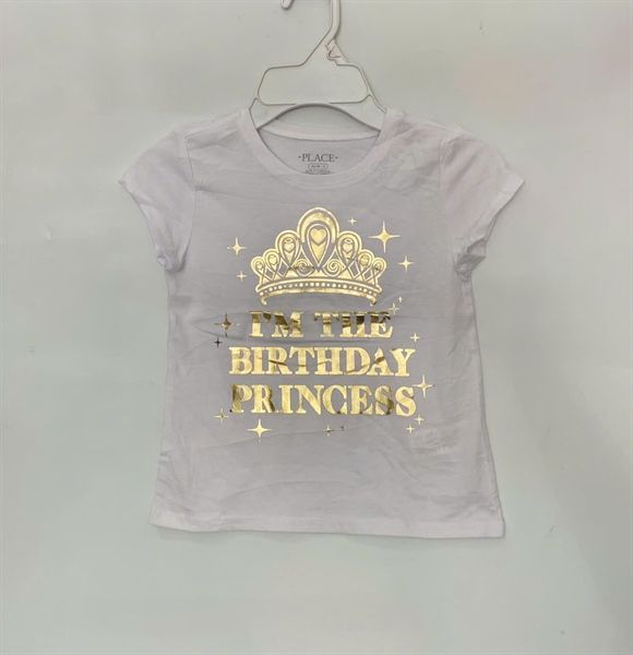 Áo thun PL4CE trắng birthday princess bé gái