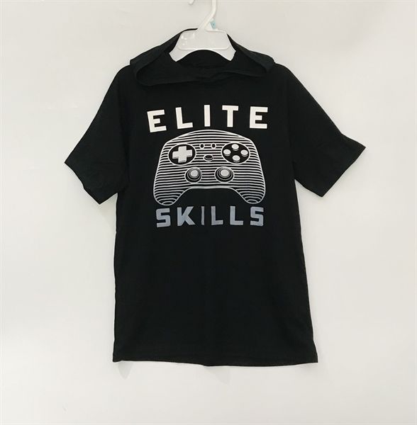 Áo thun PL4CE đen nón elite game bé trai