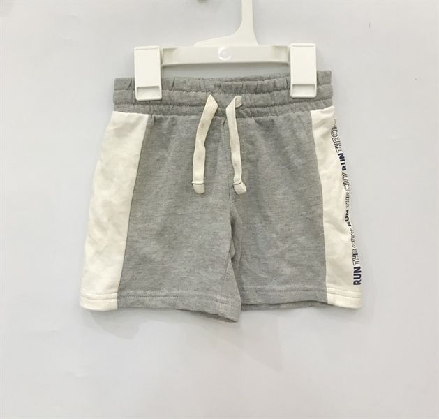 Quần short thun T3X xám viền trắng bé trai
