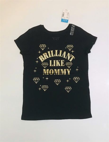 Áo thun PL4CE đen brilliant like mommy bé gái