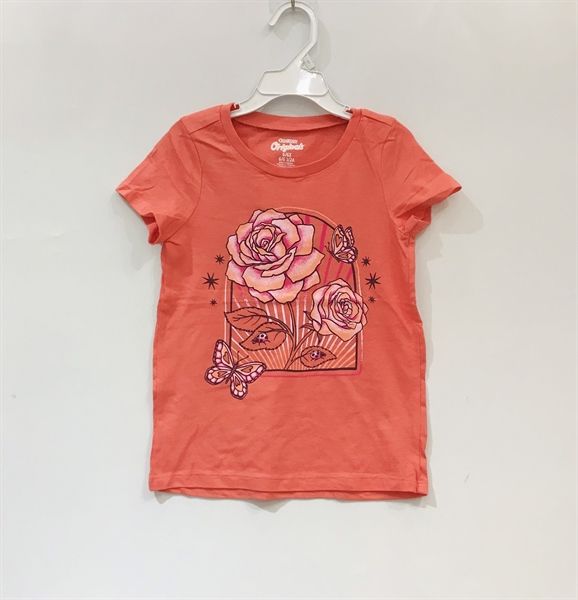 Áo thun Oshkosh đỏ hồng hoa bé gái