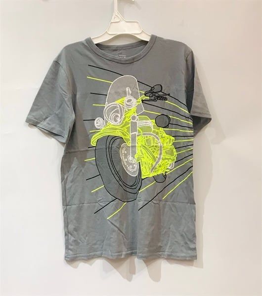 Áo thun Place xám xe moto xanh bé trai