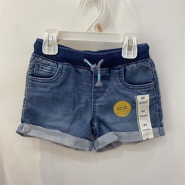 Quần short jean C&J xanh nhạt lưng thun bé gái