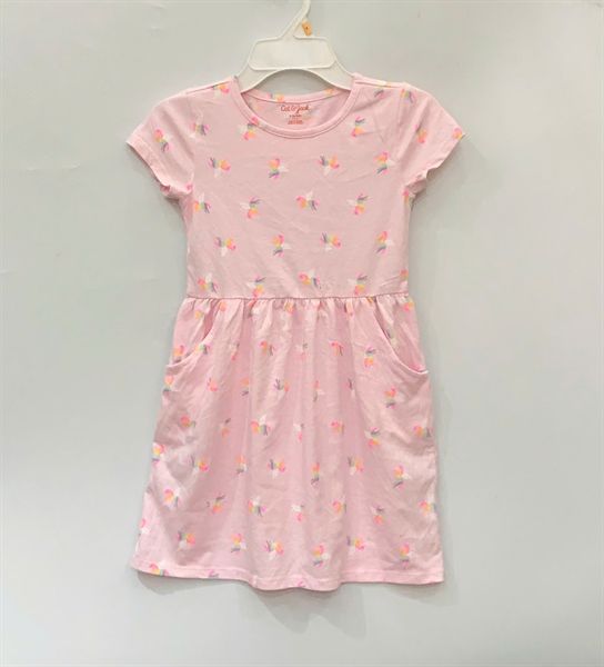 Đầm thun C&J hồng pony bé gái