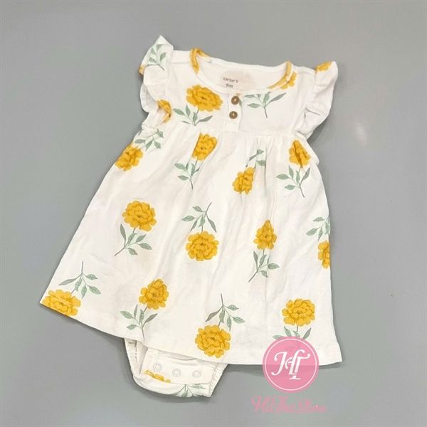 Body váy C4RTER trắng hoa vàng bé gái
