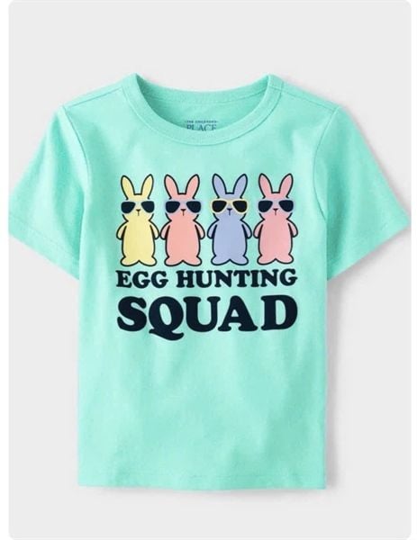 Áo thun PL4CE xanh ngọc thỏ squad bé trai