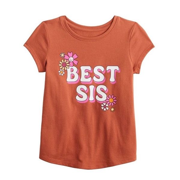 Áo thun JB nâu cam best sis bé gái