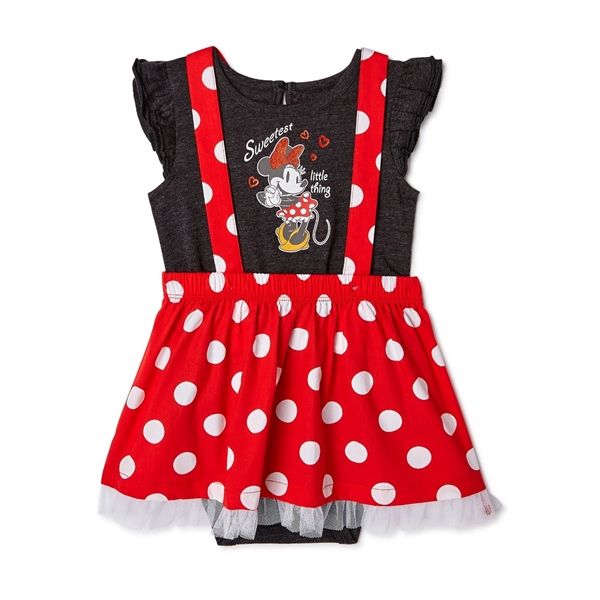 Set yếm váy Disney đỏ Mickey bé gái
