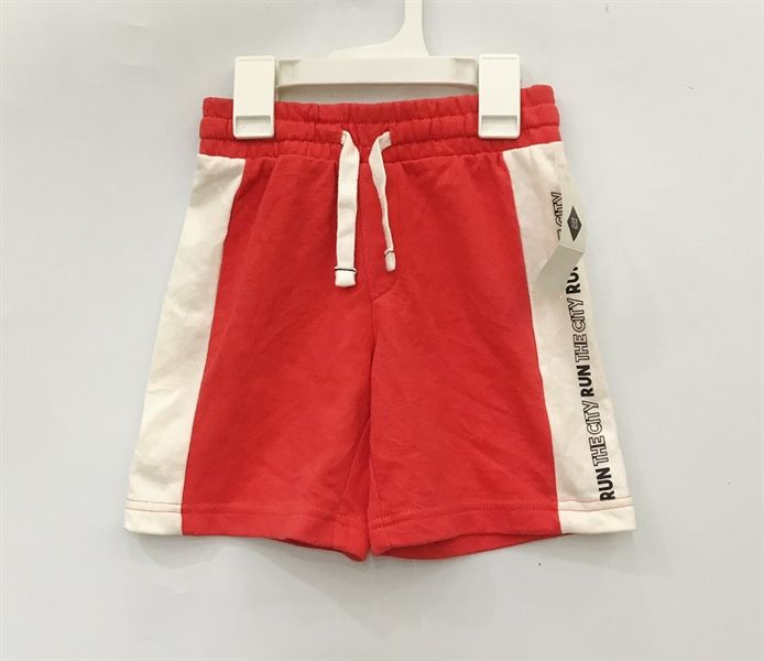 Quần short thun T3X đỏ viền trắng bé trai