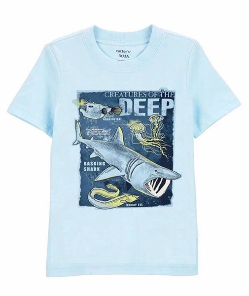 Áo thun C4RTER xanh cá mập deep bé trai