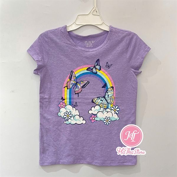 Áo thun PL4CE tím cầu vồng bướm bé gái