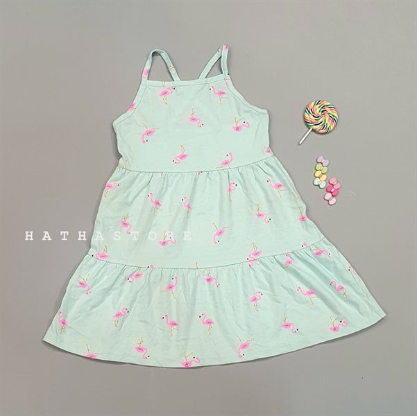 Đầm thun C&J xanh hạc bé gái