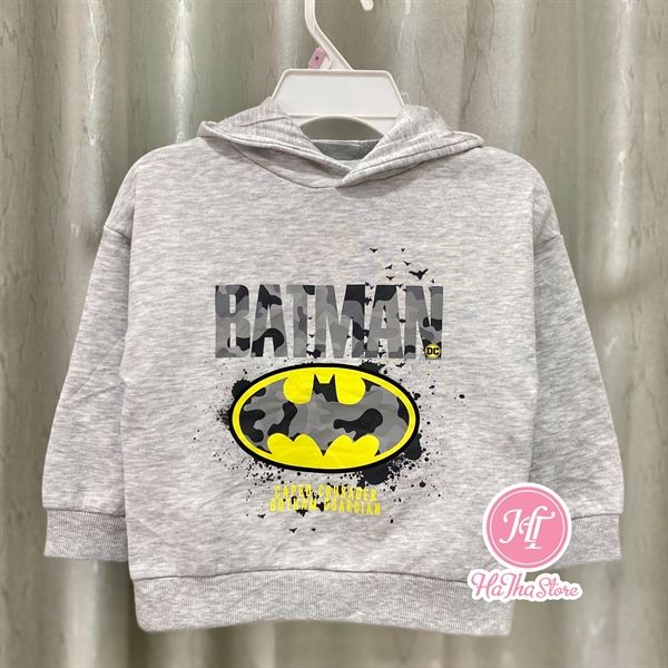 Áo hoodie HM xám batman chữ